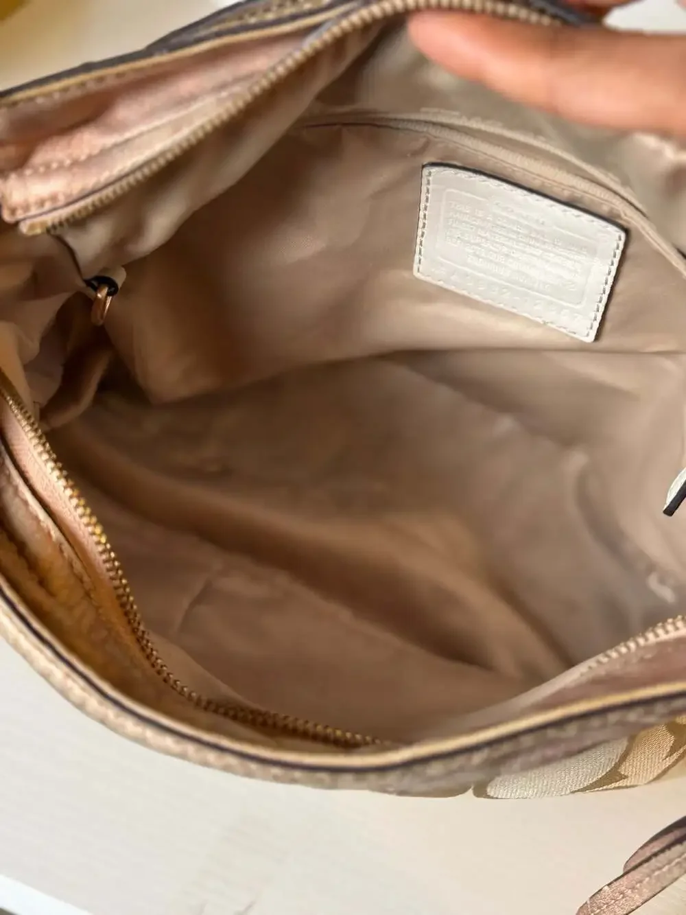 Coach Zoe Signature Metallic Rose Gold Hobo Shoulder Bag 12657